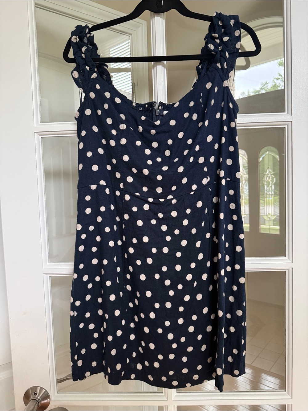 Navy Polka Dot Sleeveless Dress - Classic Summer Style